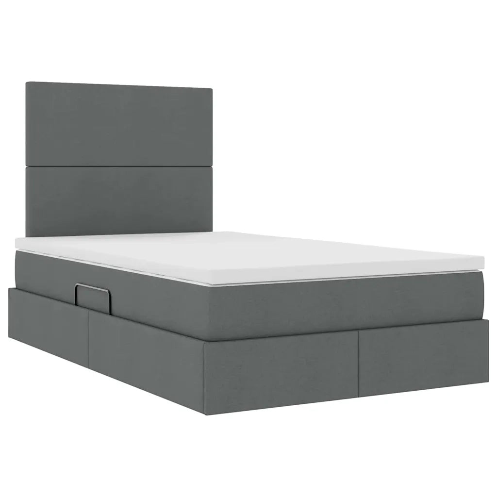 Letto con contenitore e LED con led Grigio scuro 120 x 200 cm