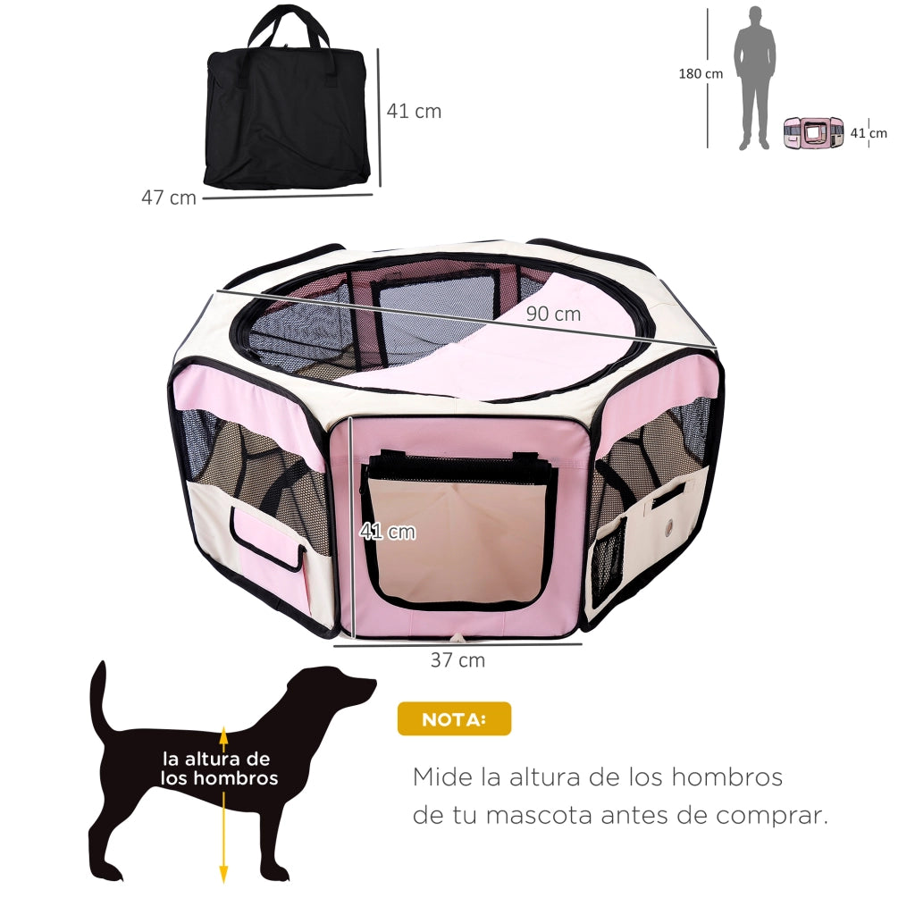 Parco per animali pieghevole ¨C zephmum ¨C rosa ?90x41 cm