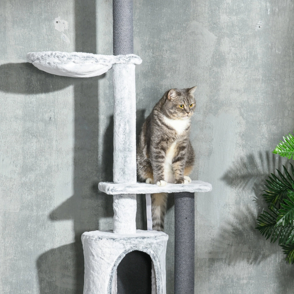 Albero tiragraffi con casetta e amaca ¨C Minimal ¨C Grigio 225-255cm