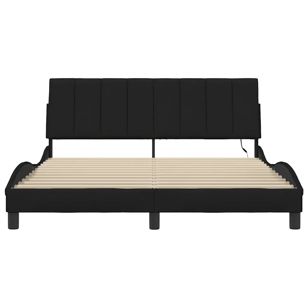 Letto matrimoniale | Letto per adulti | Giroletto senza Materasso Hanko Nero 160x200 cm in Tessuto
