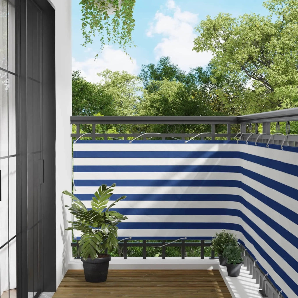 Schermo da balcone-Pannello per balcone Blu e Bianco 100 x 200 cm Tessuto Oxford
