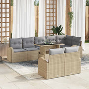 Set Divano da Giardino con cuscino 9 pcs Beige Poly Rattan