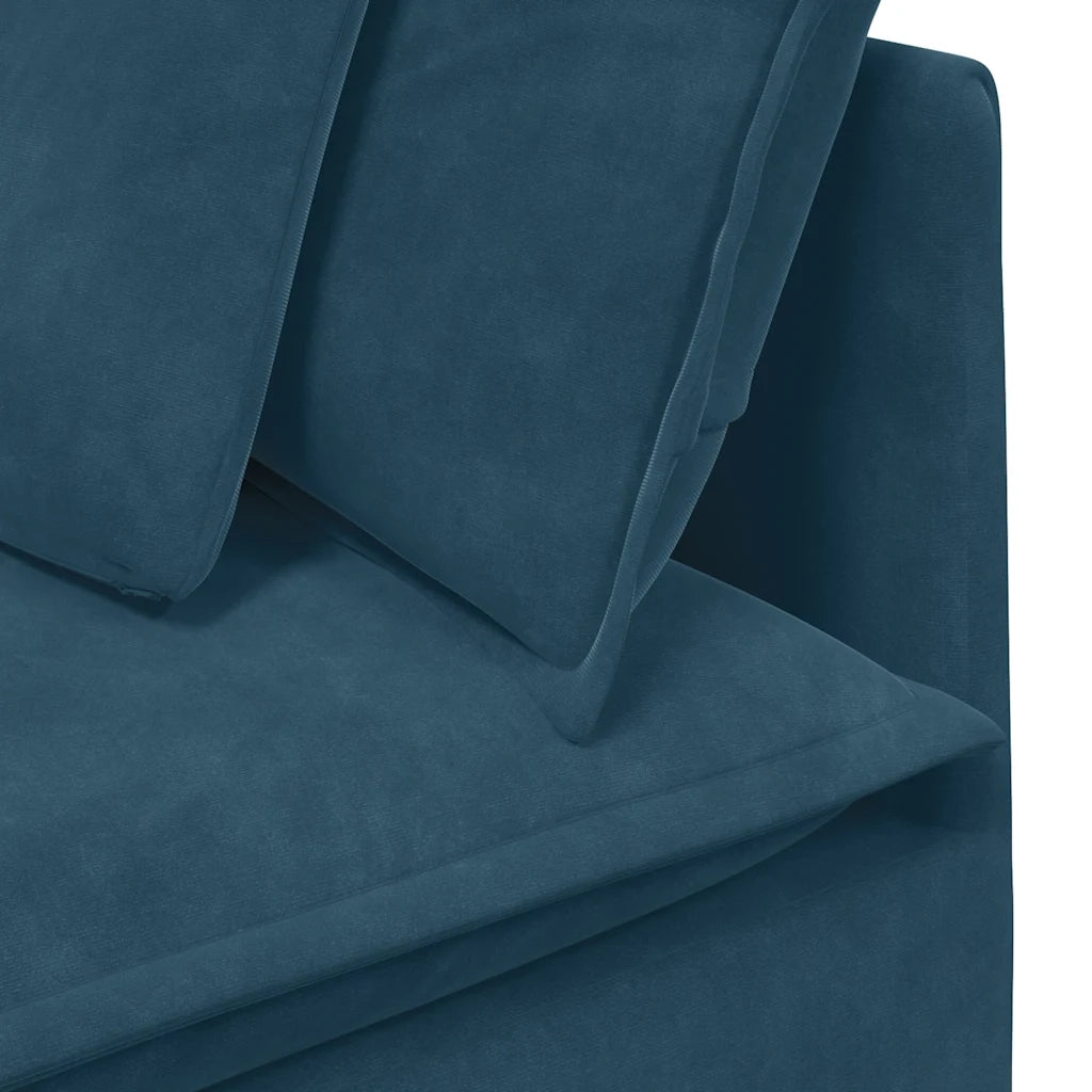 Divano componibile-Divano Modulare con Poggiapiedi e Cuscini in Velluto Blu