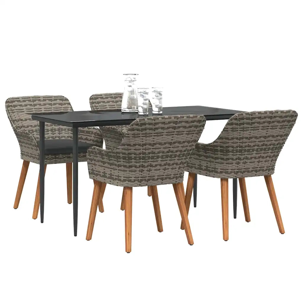 Set da Pranzo per Giardino con cuscino 5 pcs Grigio polyrattan 3261679