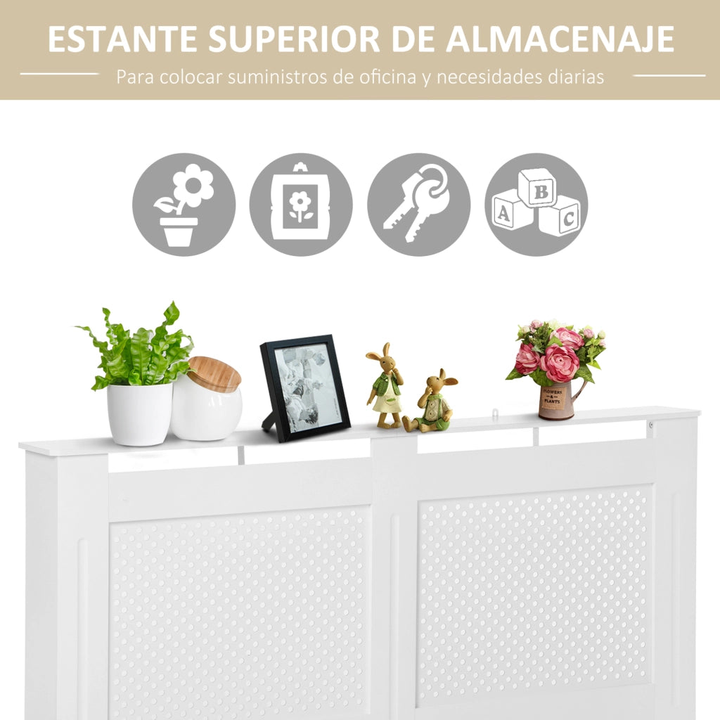 Copritermosifone MDF ¨C Xylo ¨C Bianco 151,5x19x82 cm con Listelli