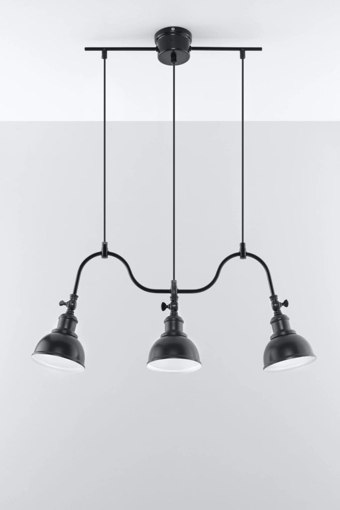 Lampadario MARE 3 luci nero metallo E27 Sollux SL0309