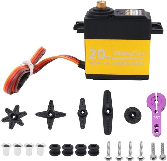 Servo per modelli RC da 20 kg - Stabilizzatore idropneumatico - Sistema di guida - Cassa di trasmissione metallica - Modelli RC - Auto - Robot - Motore servo