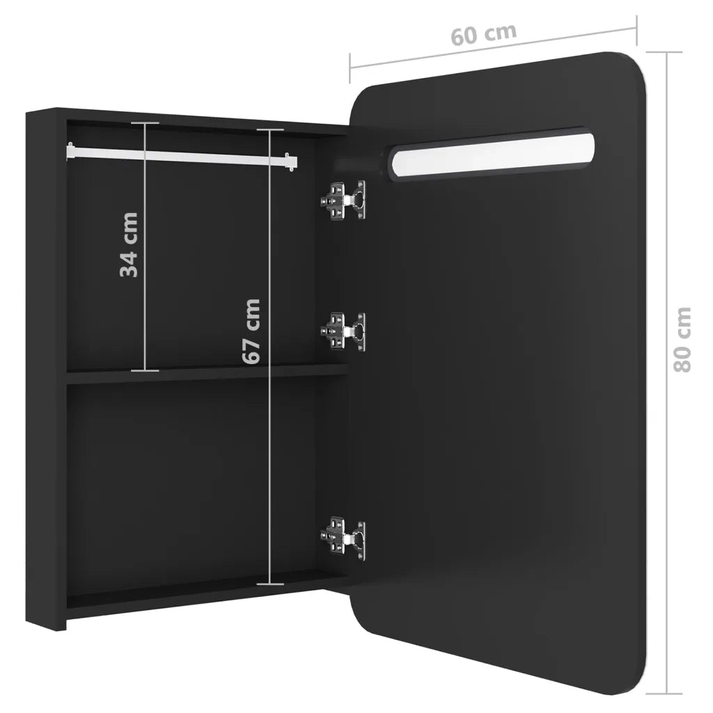 Armadietto a Specchio-Mobiletto a specchio con LED Nero 60x11x80 cm in MDF