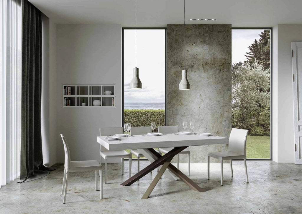 Tavolo Allungabile 200-304x90x77 cm Volantis Premium Bianco Frassino Telaio 4C