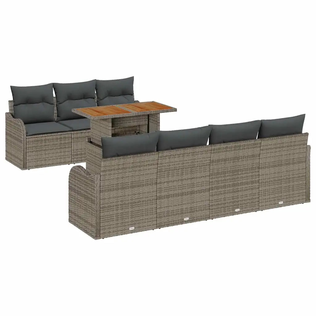 Set Divano da Giardino 8 pcs Grigio Poly Rattan 3358155