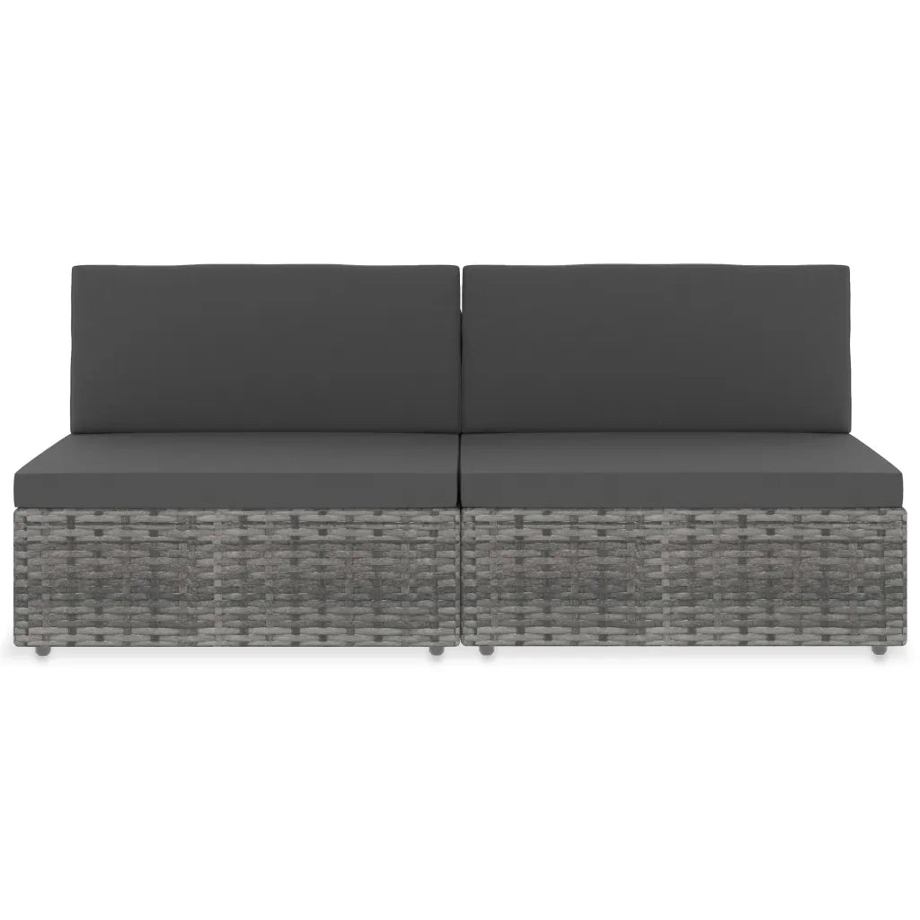 Divano Modulare a 2 Posti in Polyrattan Grigio 49523