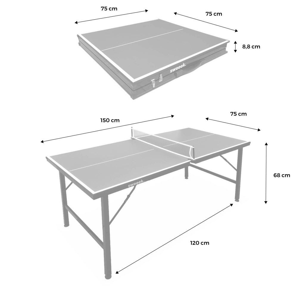Mini tavolo da ping pong pieghevole per interni con 2 racchette e 3