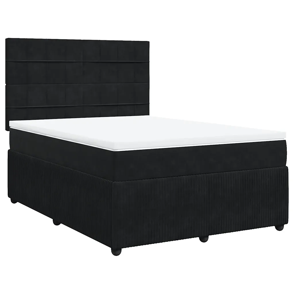 Giroletto a Molle con Materasso Nero 140x190 cm in Velluto 3294636