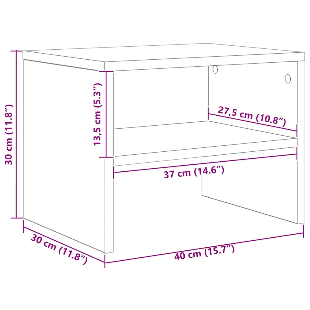 Comodino Grigio Sonoma 40x30x30 cm in Legno Multistrato 815239