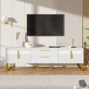 Mobile TV Lucido ¨C MINIMAL ¨C Bianco con Ante Texture, Gambe e Maniglie Dorate