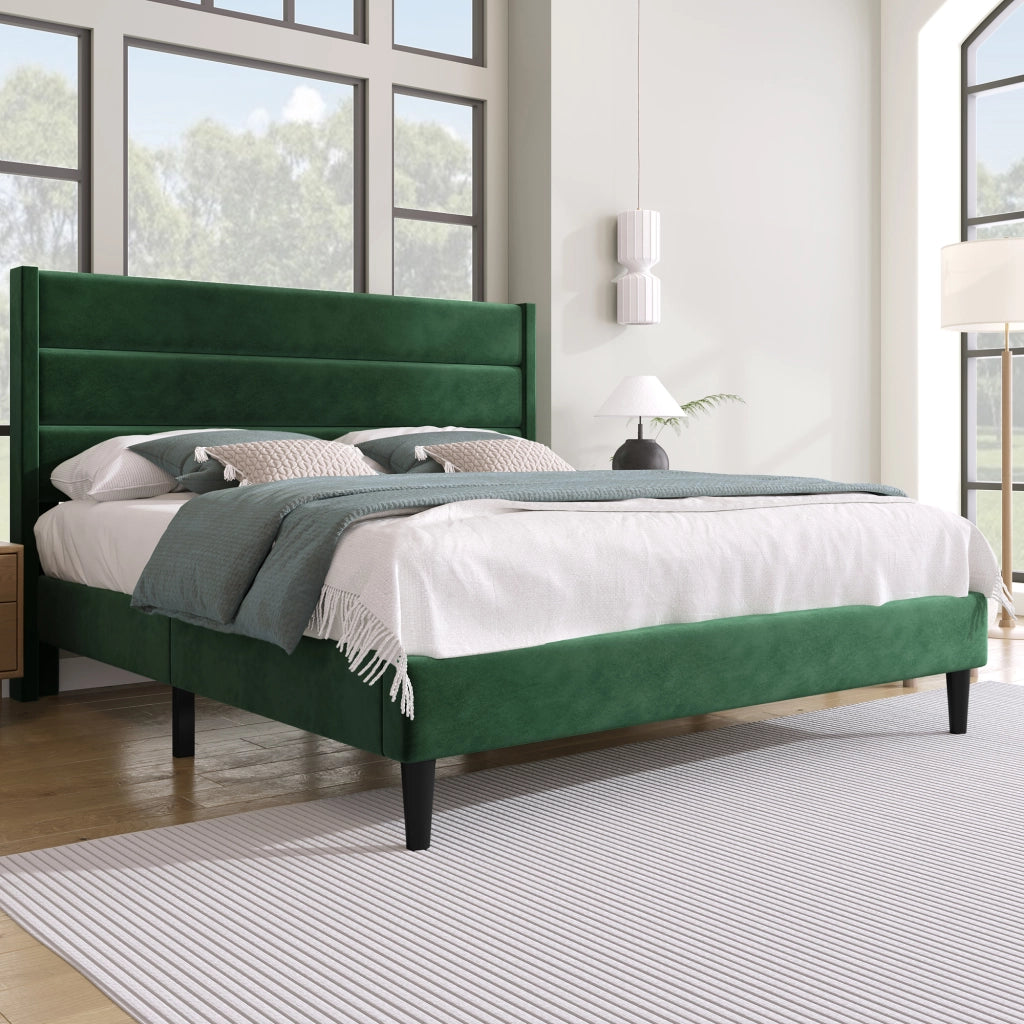 letto imbottito velluto verde 140 x 200 cm