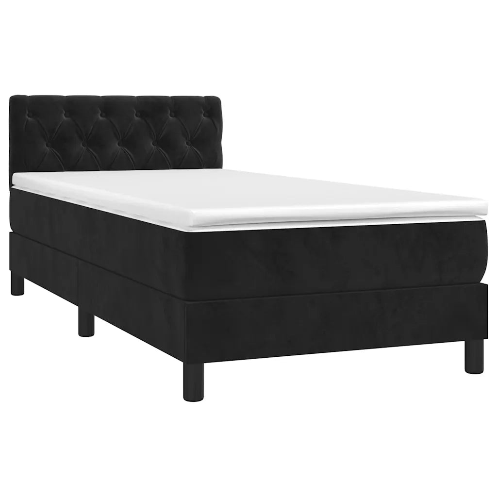 Giroletto a Molle con Materasso-Struttura Letto Nero 80x200 cm in Velluto 840860