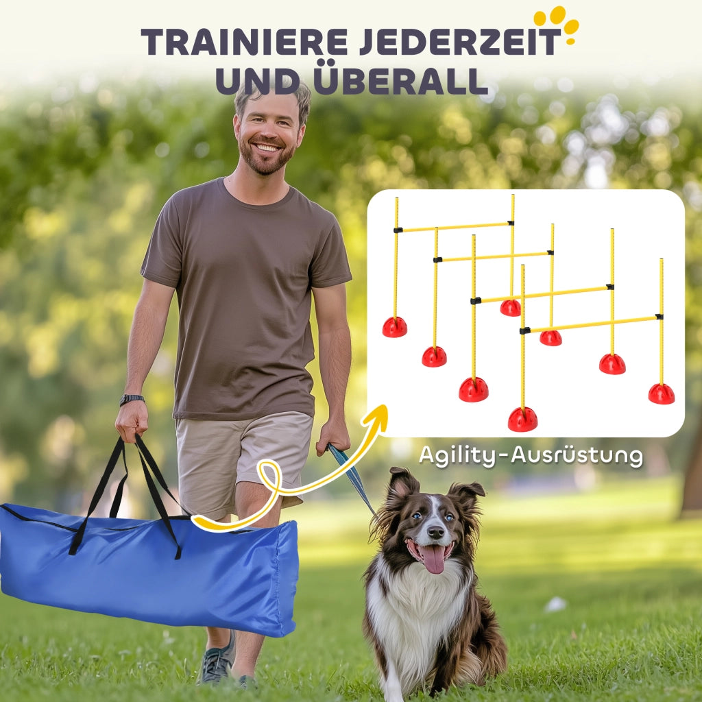 Set Agility per Cani 4 Pezzi ¨C Xylo ¨C con 4 Ostacoli e Borsa per Trasporto, Giallo