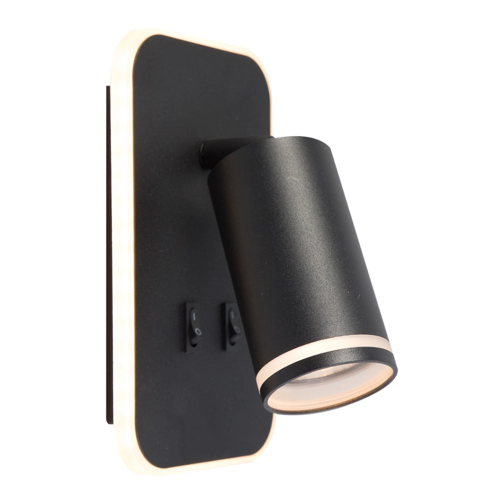 Applique moderna nera orientabile GU10+LED Pipe Milagro