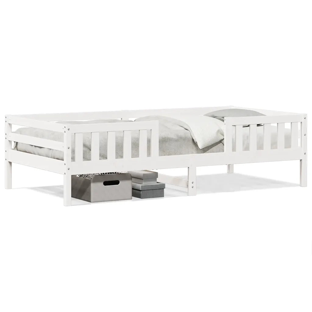 Letto senza Materasso-Struttura Letto Bianco 90x190 cm in Legno Massello Pino 797918