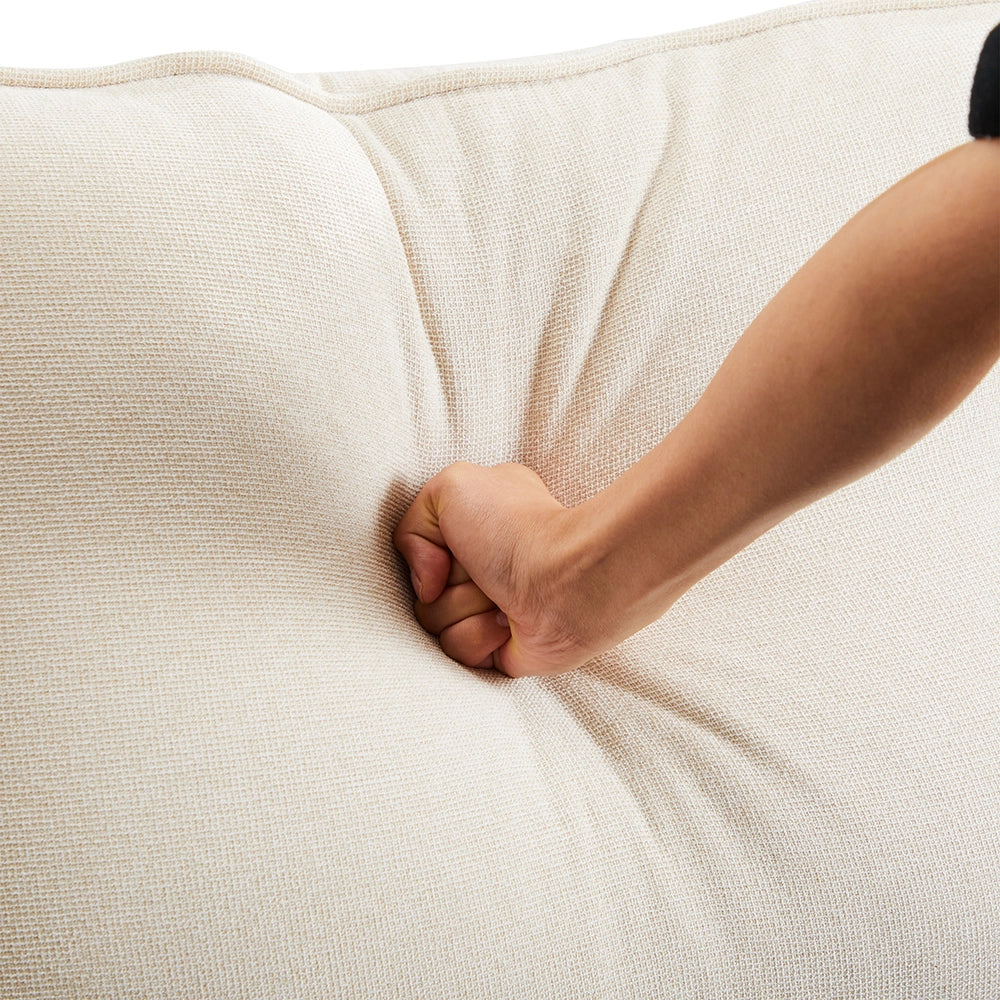 Canap?? dritto 4 posti - Xylo - Tela lino beige con 4 cuscini