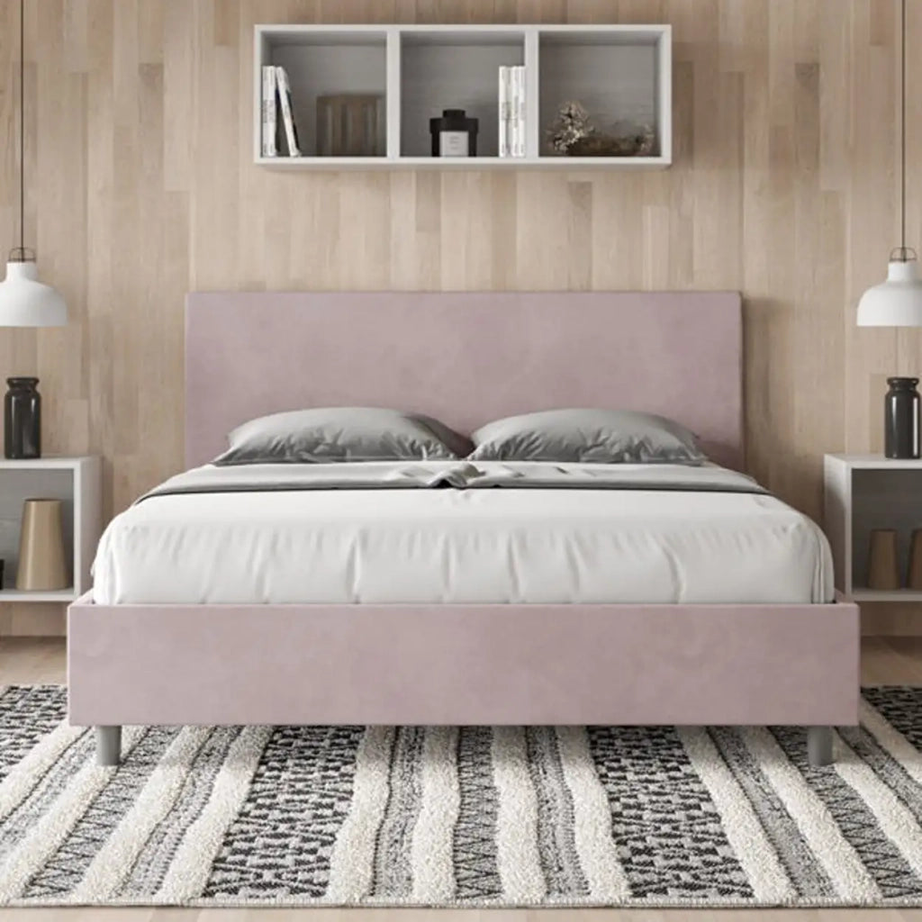 Letto matrimoniale contenitore imbottito 160x200 microfibra glicine Adele