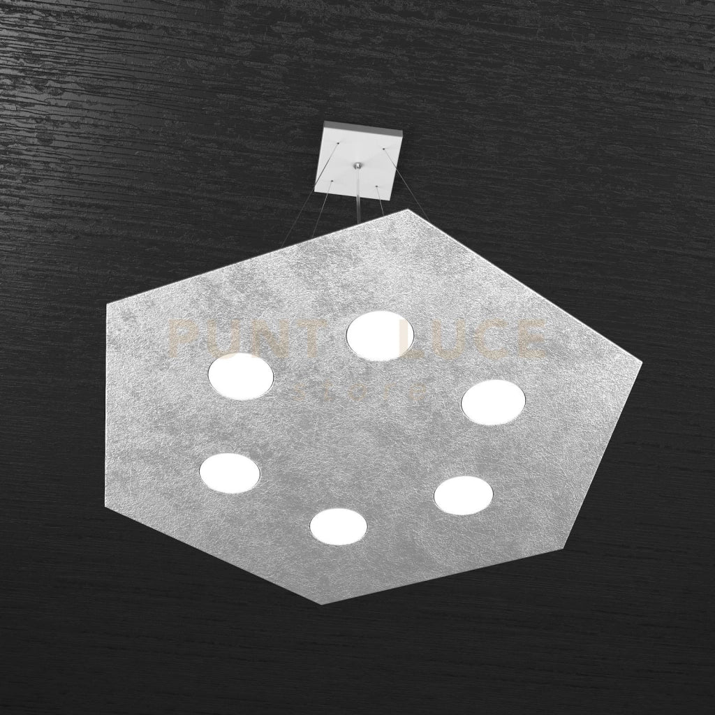 EXAGON SOSPENSIONE 6 LUCI FOGLIA ARGENTO 1142-SG-FA