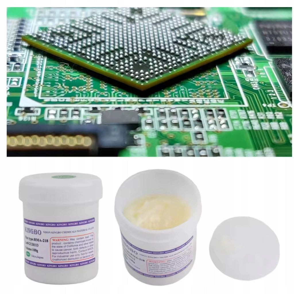 Pasta Saldante Kingbo RMA-218 – Top Flux Professionale 100g | Per BGA SMD SMT Reballing | Certificazione RoHS
