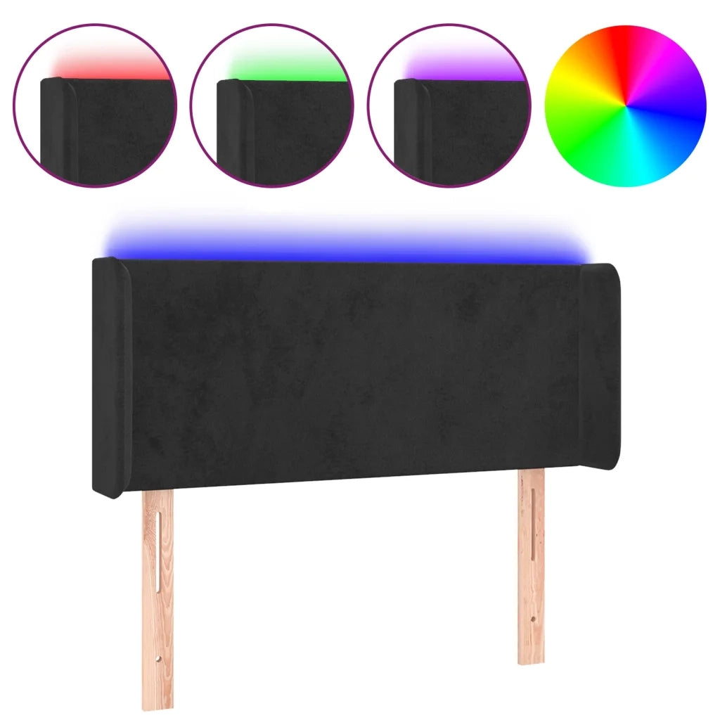 Testiera a LED Nera 103x16x78/88 cm in Velluto 3123000