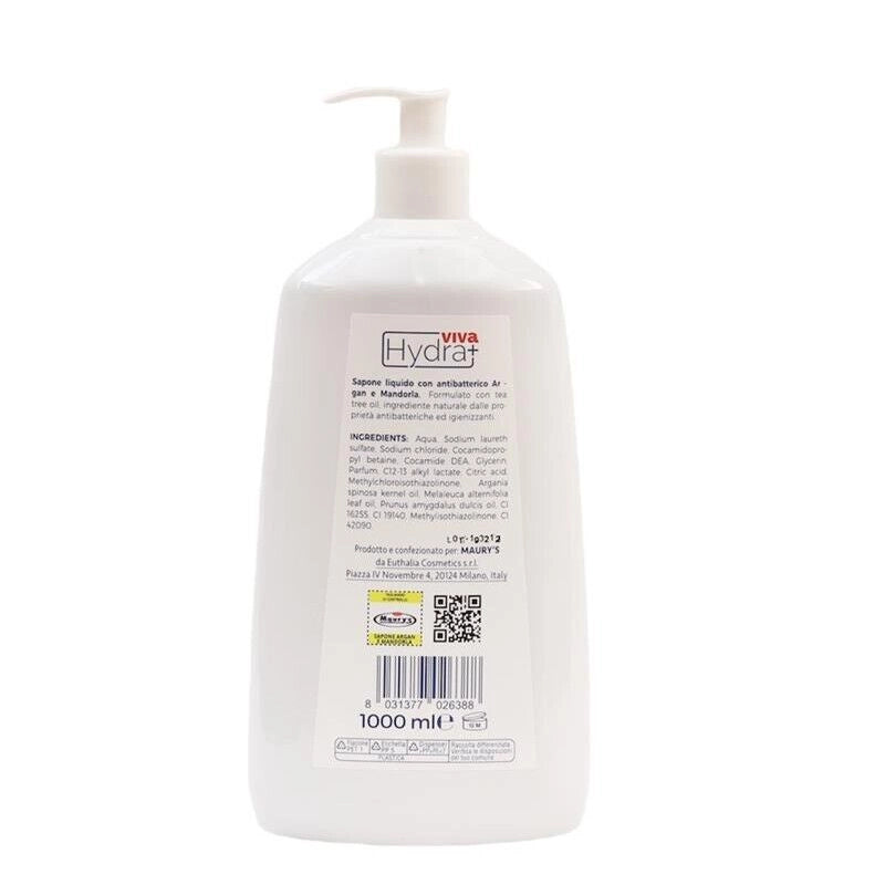 HYDRA VIVA+ SAPONE CON ANTIBATTERICO 1 LT ARGAN E MANDORLA