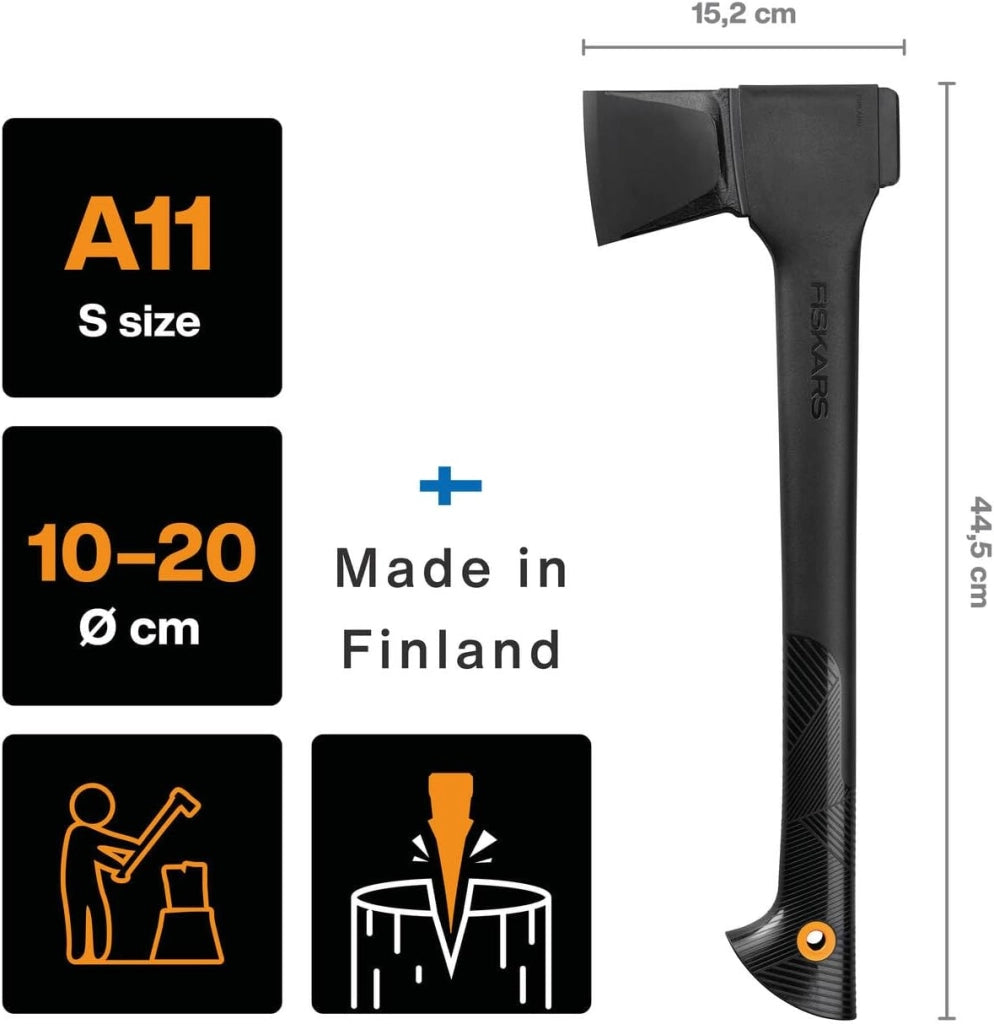 Ascia da Spacco, Solid, Fodero per Lama e Trasporto, Rivestimento Antiaderente, Lama in Acciaio/Manico in Plastica Rinforzata con Fibra di Vetro, Nero/Arancione, A11, 49cm, 1,1 kg, 1051086