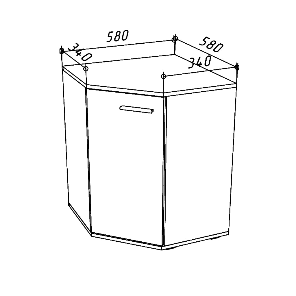 Commode FAUSKE - Capiente - Angolare - Bianco - Larghezza 138 cm, Altezza 74 cm, Profondit? 34 cm