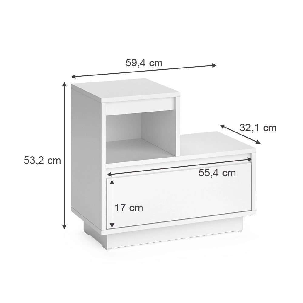 Vicco Comodino Bianco 59.4 x 53.2 cm Set di 2