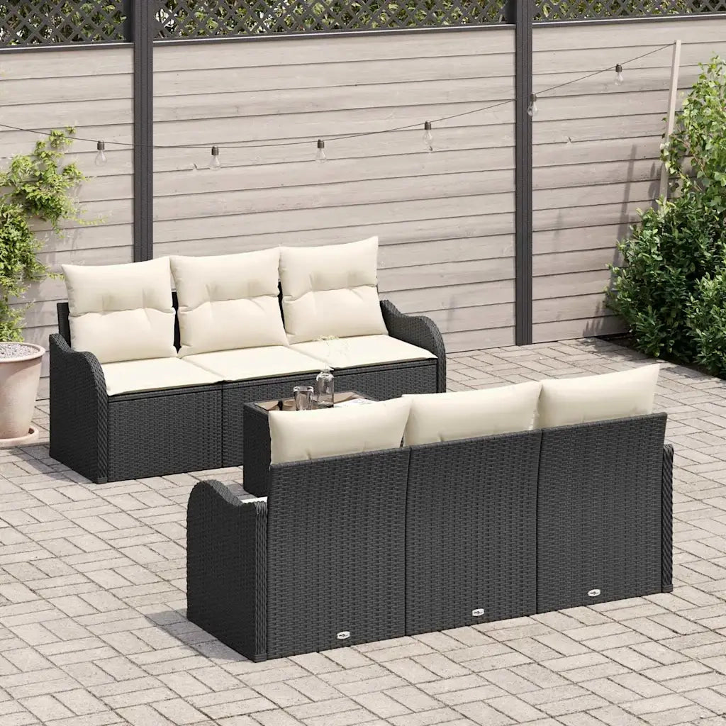 Set Divano da Giardino Nero 55 x 55 x 37 cm polyrattan