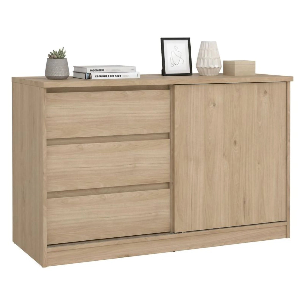 Credenza Bebinca, Buffet da soggiorno, Madia da salotto, Dispensa da cucina, 119x50 h76 cm, Rovere