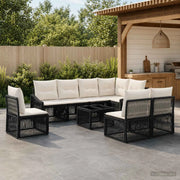 Set Divano da Giardino 9 pcs Nero polyrattan 3436024
