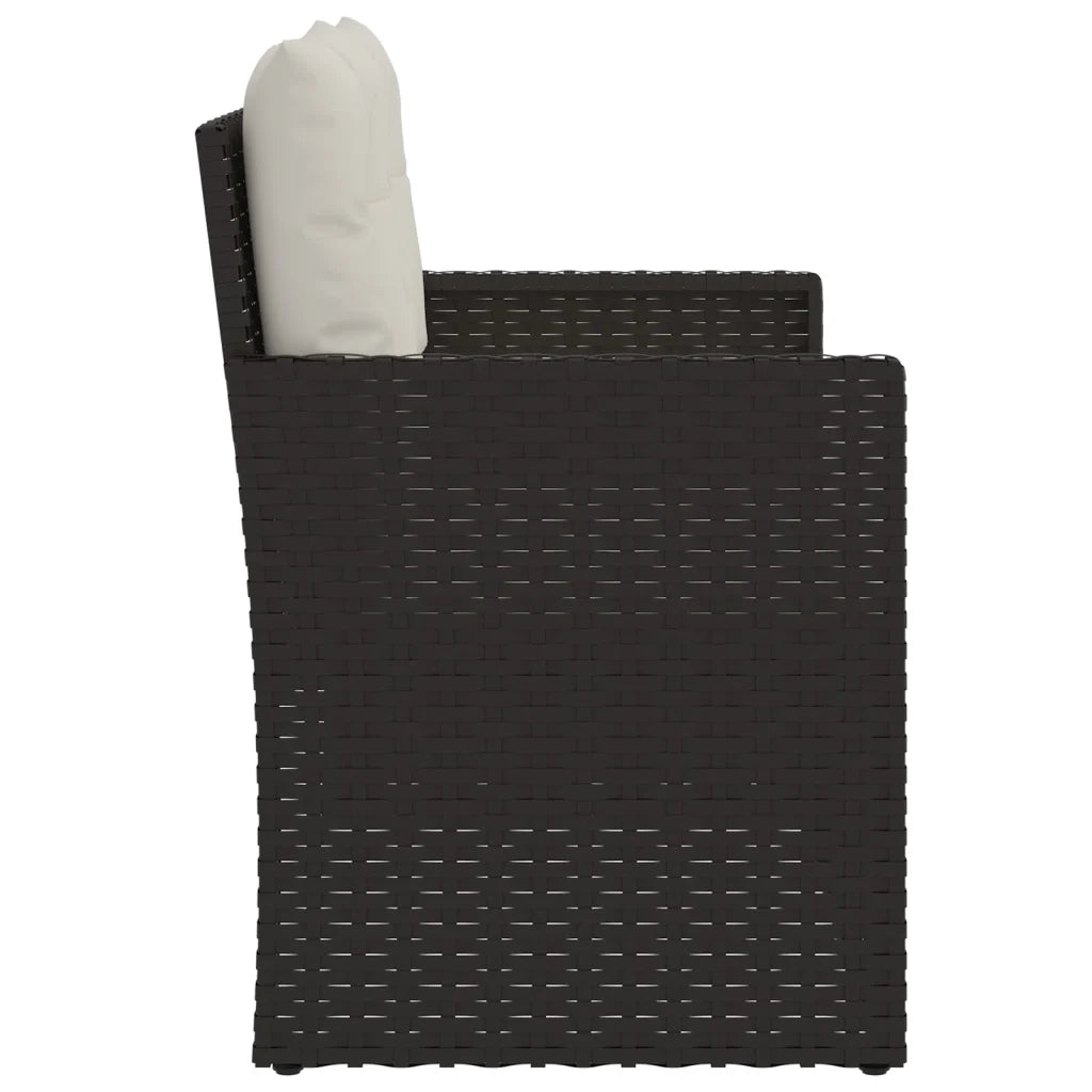Panchina da Giardino | Panca da Giardino con Cuscini Nera 105 cm in Polyrattan