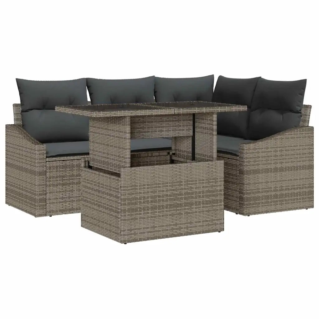 Set Divano da Giardino con cuscino con cuscino 5 pcs Grigio 3357732