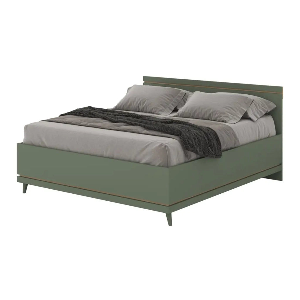 Letto NOKI – 180x200 cm verde e legno – Stile scandinavo