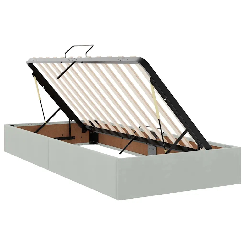 Letto con contenitore e LED Grigio chiaro 100 x 200 cm Velluto