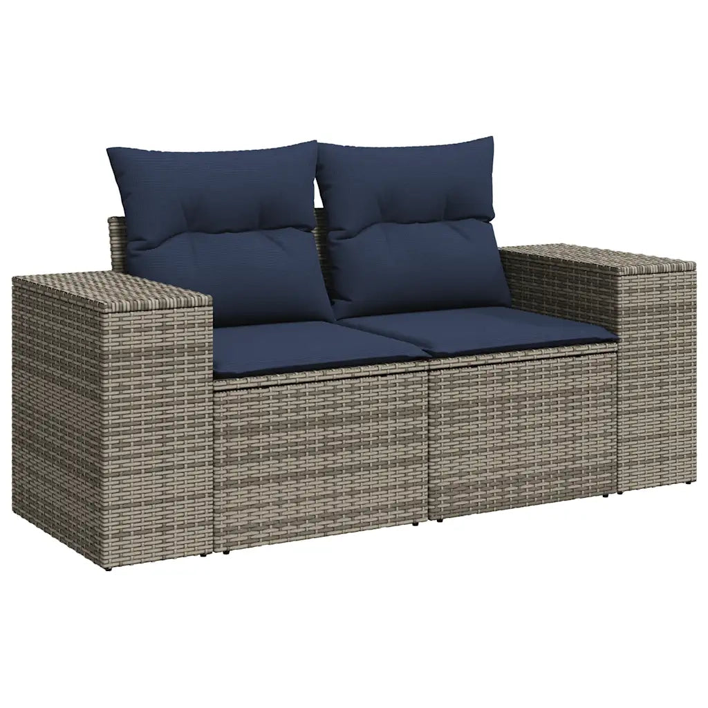 Set Divano da Giardino 5pz con Cuscini Grigio Polyrattan 3326792