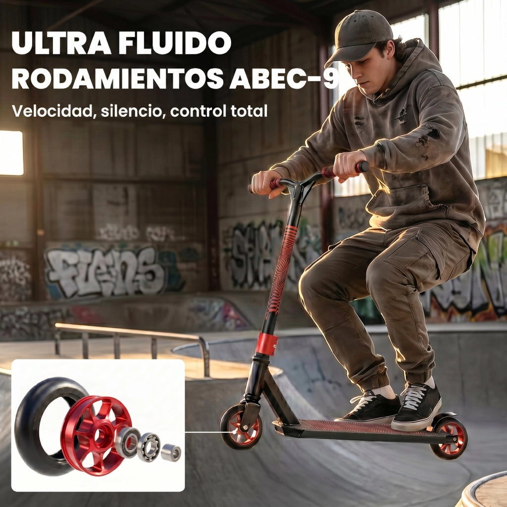 Patinete Freestyle Scooter Acrobatico ¨C zephmum ¨C Rosso con Ruote 120 mm e Giro 360¡ã