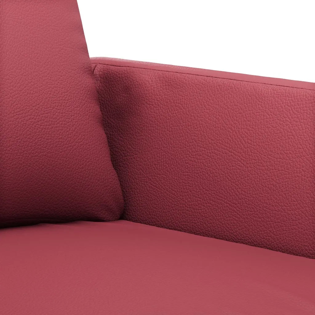 Set di Divani 4 pz con Cuscini Rosso Vino in Similpelle