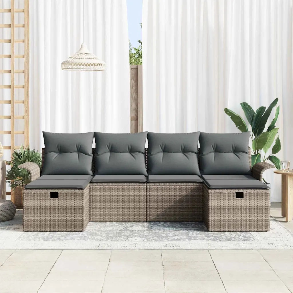 Set Divano da Giardino con cuscino 6 pcs Grigio Poly Rattan 3360250