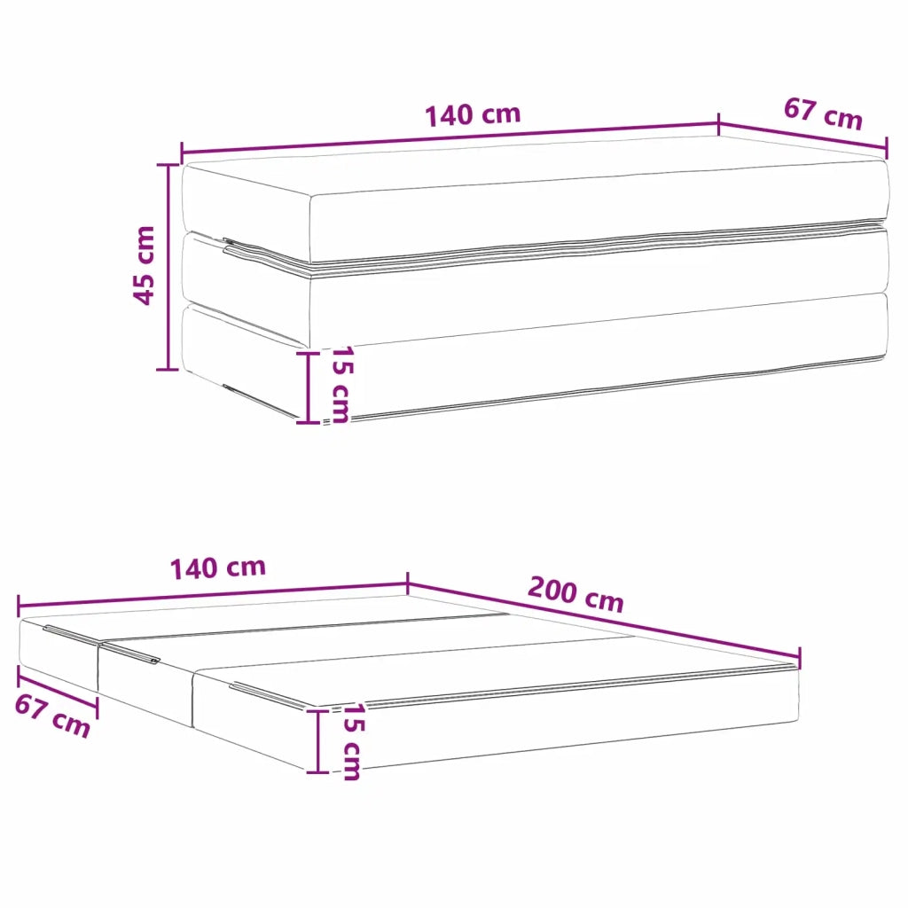 Divano Letto Pieghevole 140 x 67 x 45 cm Nero 900231