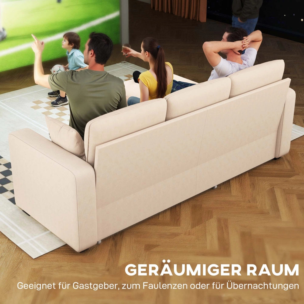 Divano letto angolare con contenitore e cuscini ¨C zephmum ¨C beige