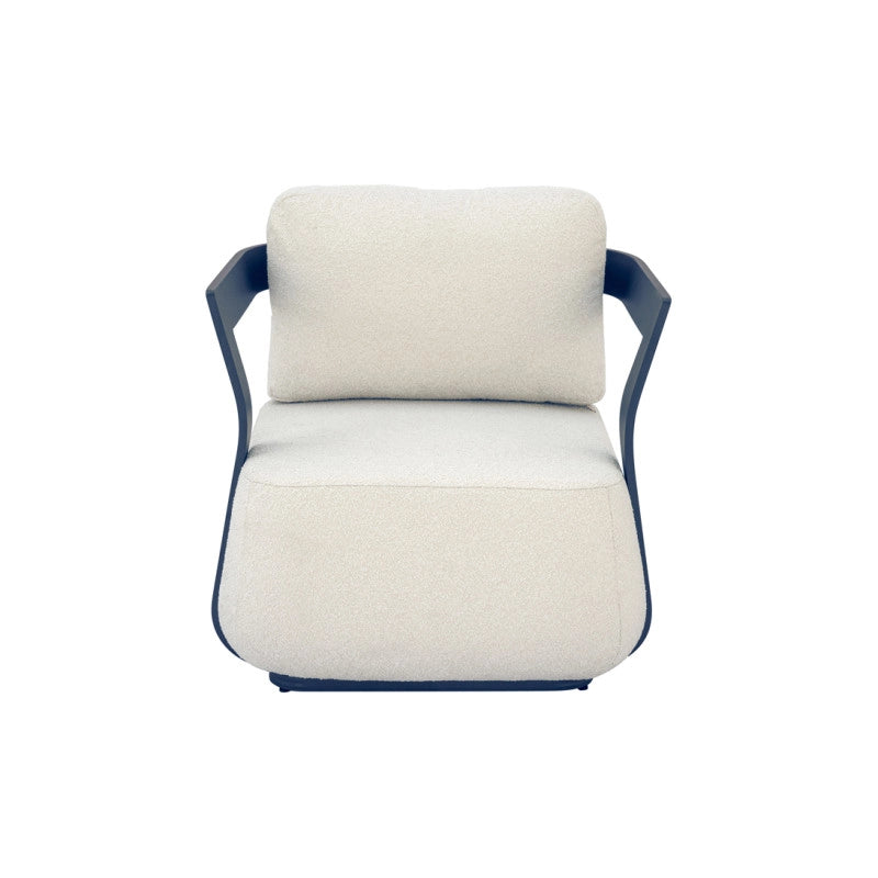 Salotto Monaco Alluminio Blu Cuscini Alti Bianchi Moia