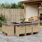Set Pranzo da Giardino 11 pz con Cuscini Beige Misto Polyrattan 3210672