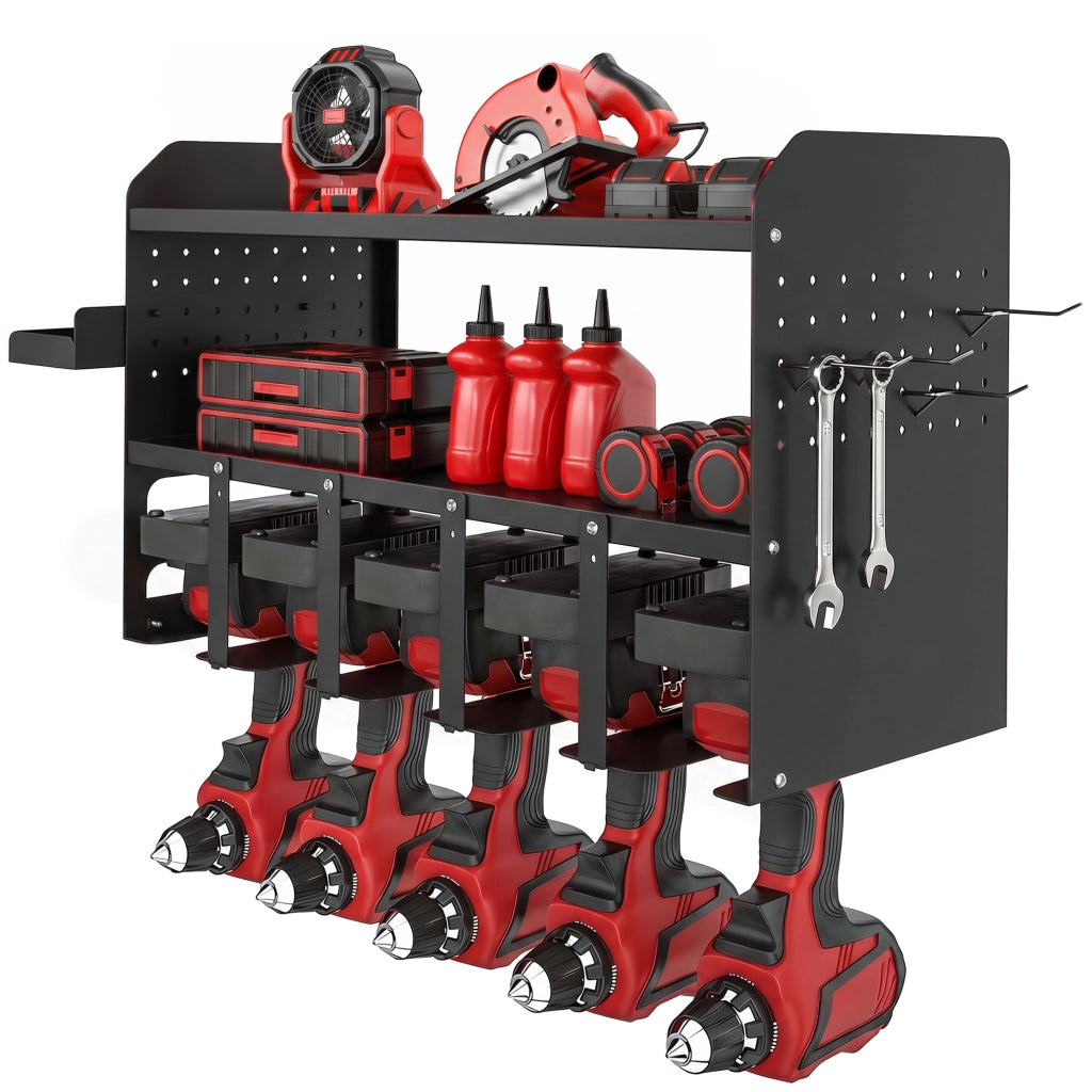 Organizzatore per attrezzi da giardino 2 livelli ¨C Minimal ¨C 61.8x23x32.7cm Nero