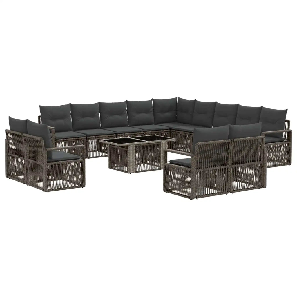 Set Divano da Giardino 14 pz Grigio e Grigio Scuro polyrattan 3437183